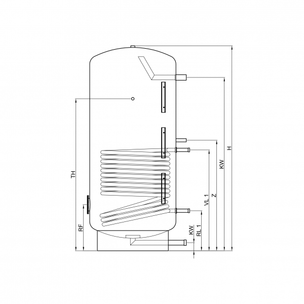 Edelstahl-Standspeicher mit Wärmetauscher Typ EBS 150