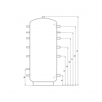 Pufferspeicher P 1000 ohne Wärmetauscher, Durchmesser 790 mm und 180° Anschlüsse