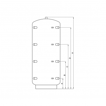 Pufferspeicher P 500 ohne Wärmetauscher mit 90° Anschlüsse