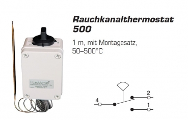 Rauchgasthermostat mit Kapillare für Wandmontage