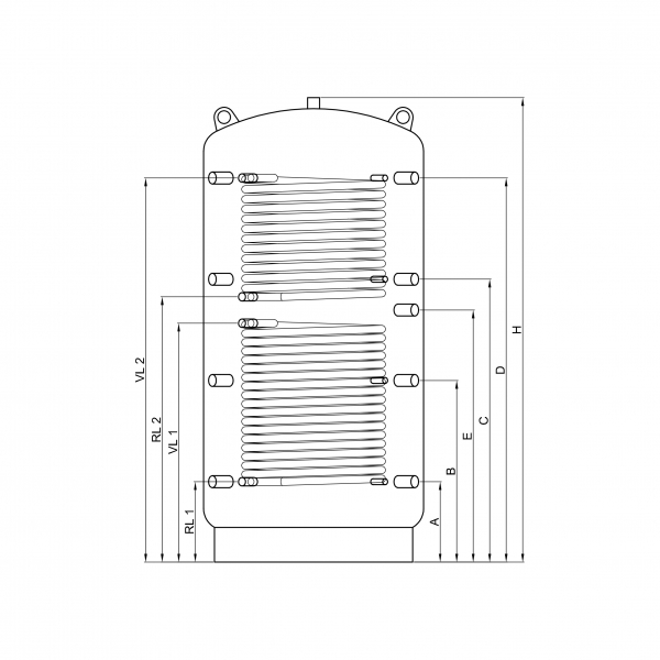 Pufferspeicher PR2 1500 mit 2 Wärmetauscher