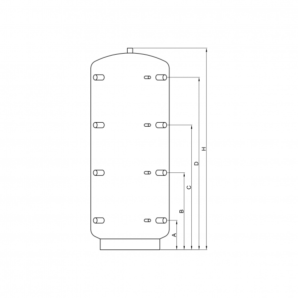 Pufferspeicher P 800 ohne Wärmetauscher mit 90° Anschlüsse