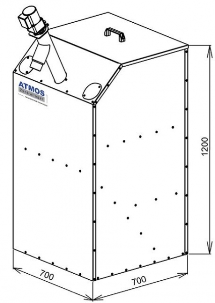 ATMOS Platzspar Pelletsilo 400 Liter mit Schnecke