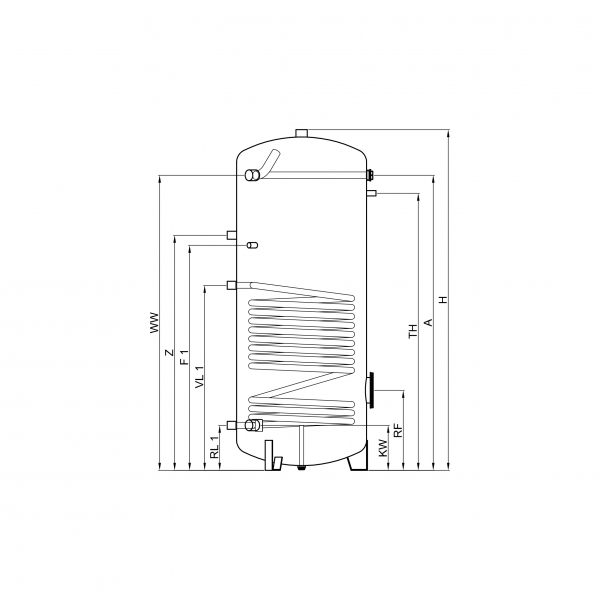 Emaille Warmwasser Standspeicher Typ BS 150